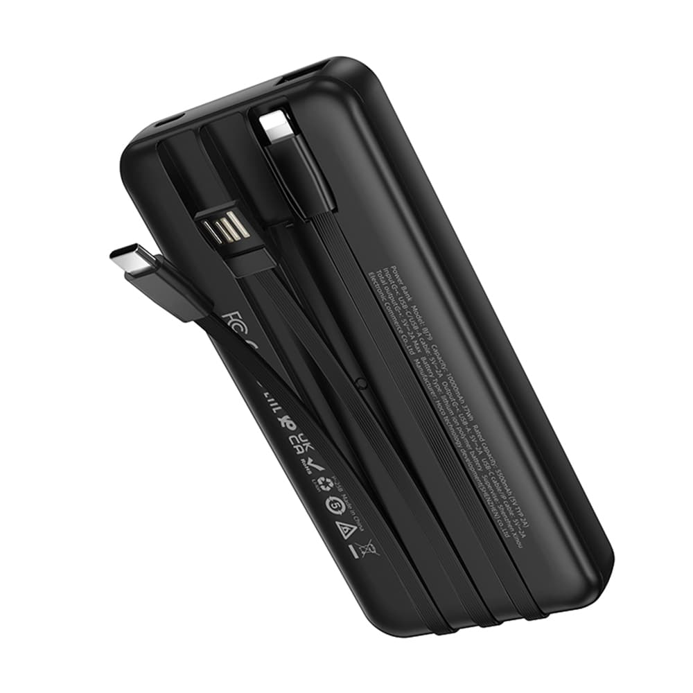 Borofone Power Bank Clever Series BJ79 s vestavěnými kabely 10000mAh černá - náhled 3