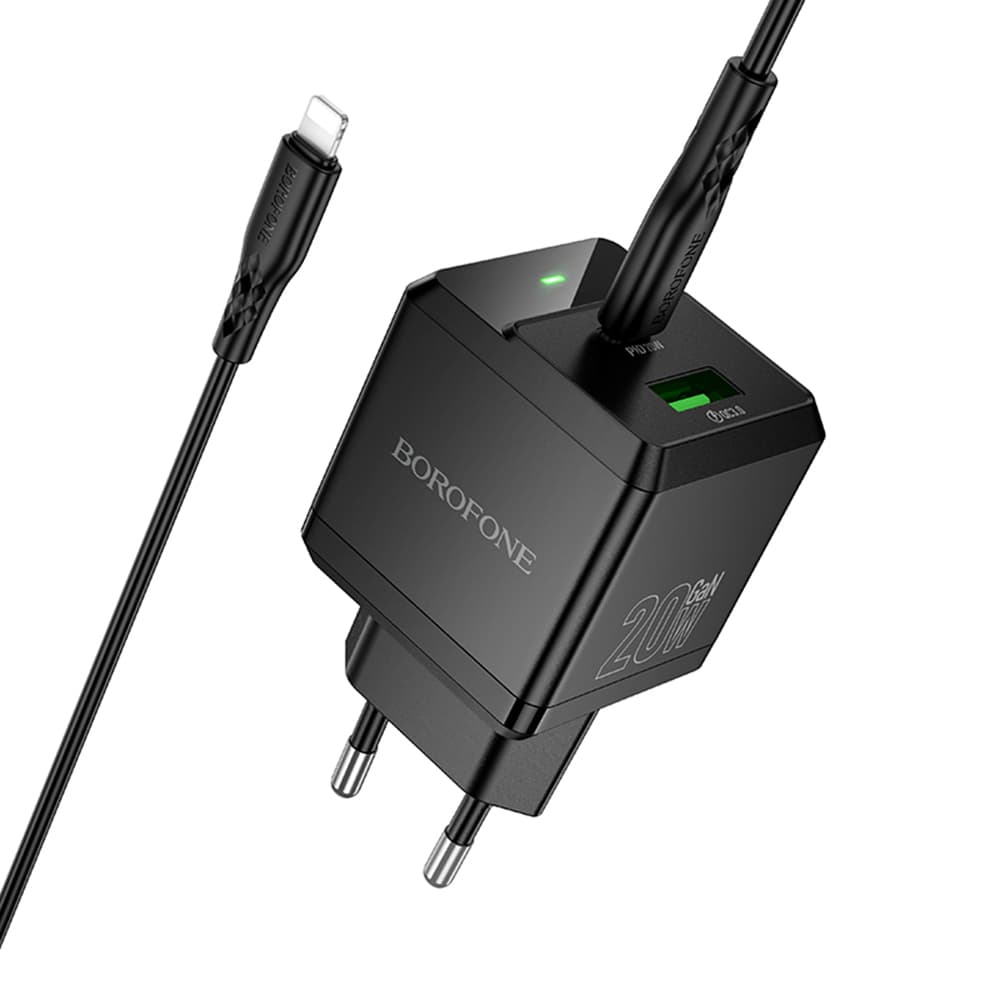 Borofone nástěnná nabíječka Intenso BN19 duální port USB-C PD20W QC3.0 černá - náhled 3