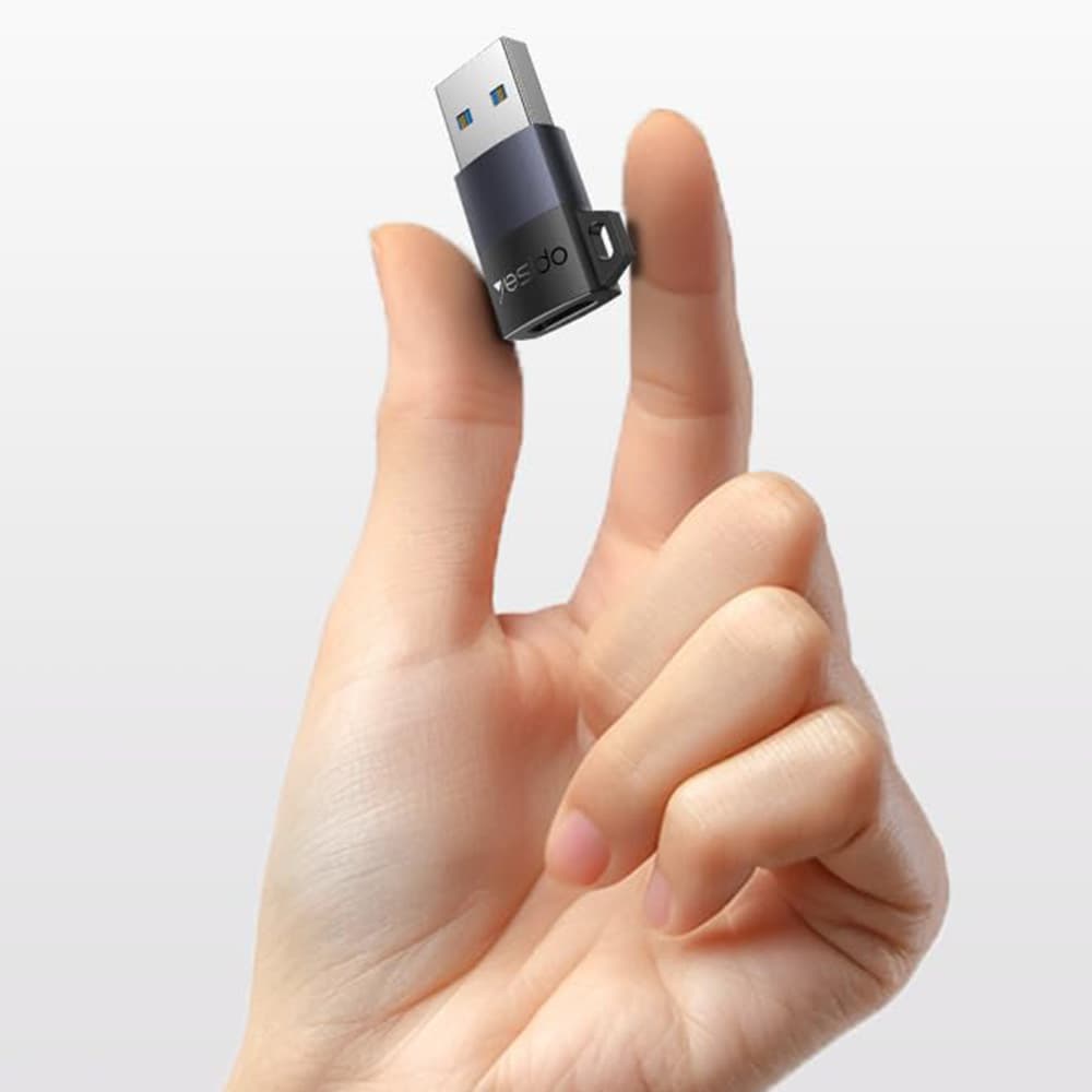 Yesido OTG adaptér GS34 USB3.0 samec na Type-C samice 18W hliník šedý - náhled 3
