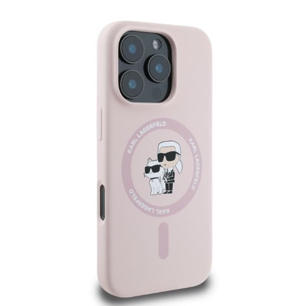 Karl Lagerfeld - silikonový kryt KC s prstenem a MagSafe (KLHMP16XSCMKCRHP) - iPhone 16 Pro Max - růžový - náhled 3