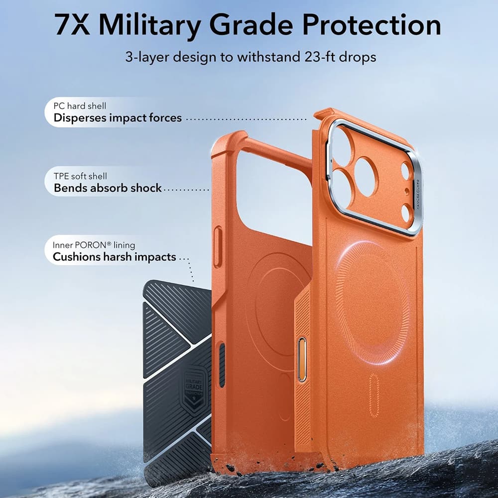 ESR Cyber Armor Kickstand pro iPhone 17 Pro Max oranžový - náhled 3