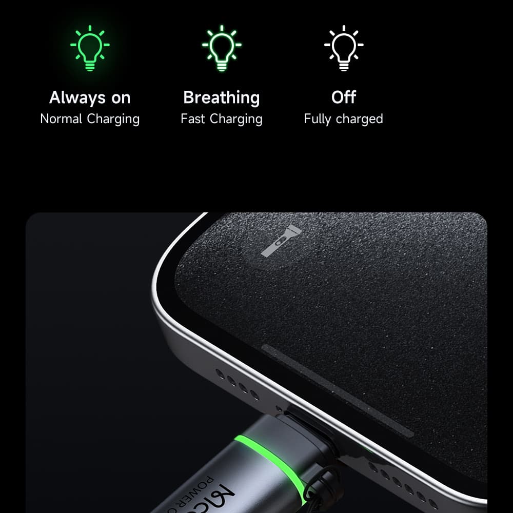 Mcdodo – adaptér s automatickým vypnutím (OT-2450) – USB-C na USB-C, PD100W, 5A, 480Mbps, nabíjení a synchronizace dat, s poutkem – černý - náhled 3