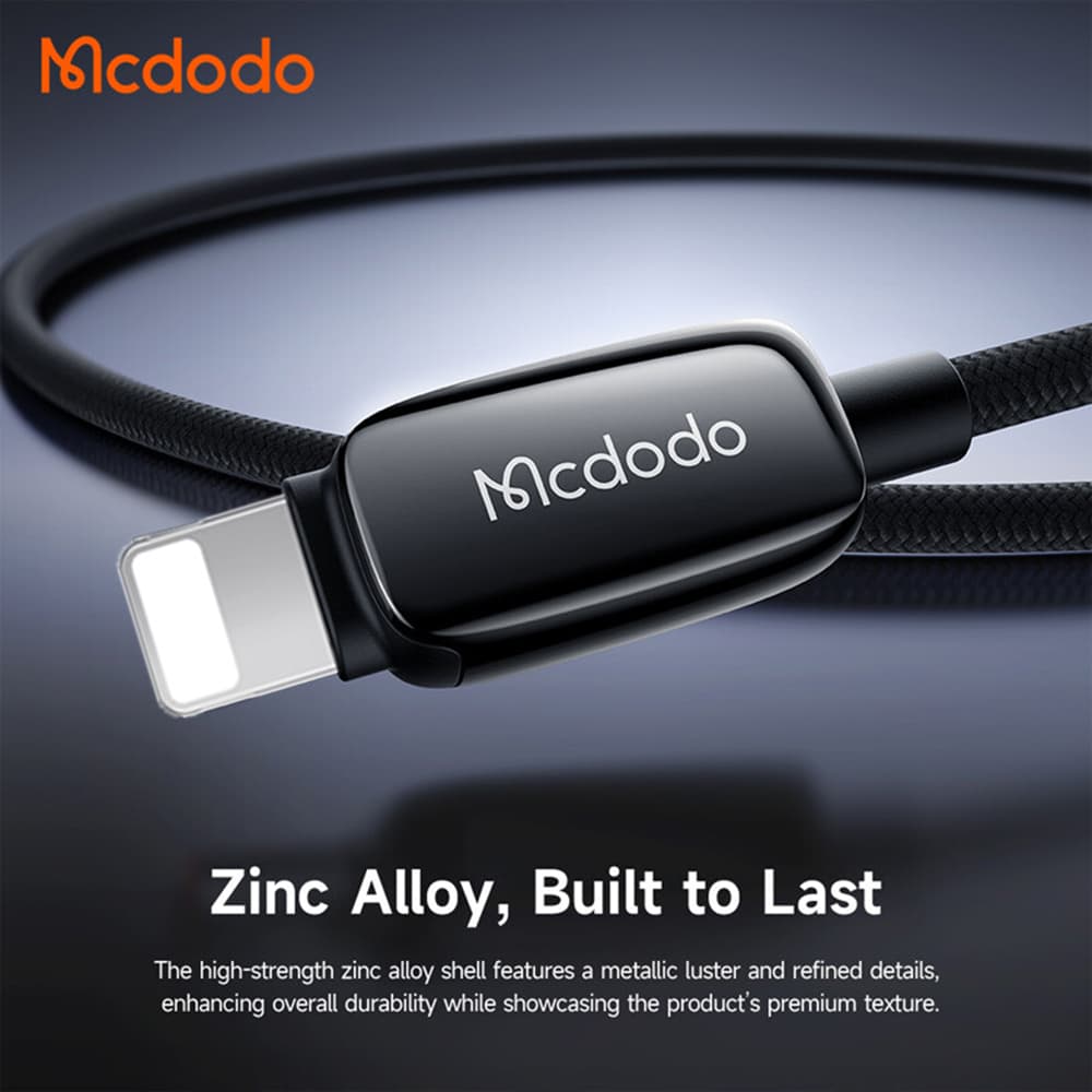 Mcdodo – datový kabel (CA-0010) – s automatickou úpravou jasu, USB-A na Lightning, 3A, 1,2m – černý - náhled 3
