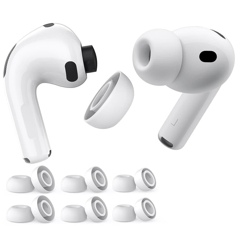 Techsuit – (balení 3 ks) náhradní špunty AirVibe (ET2) – pro Apple AirPods Pro 3, prémiový silikon XS, S, L velikosti – bílé - náhled 3