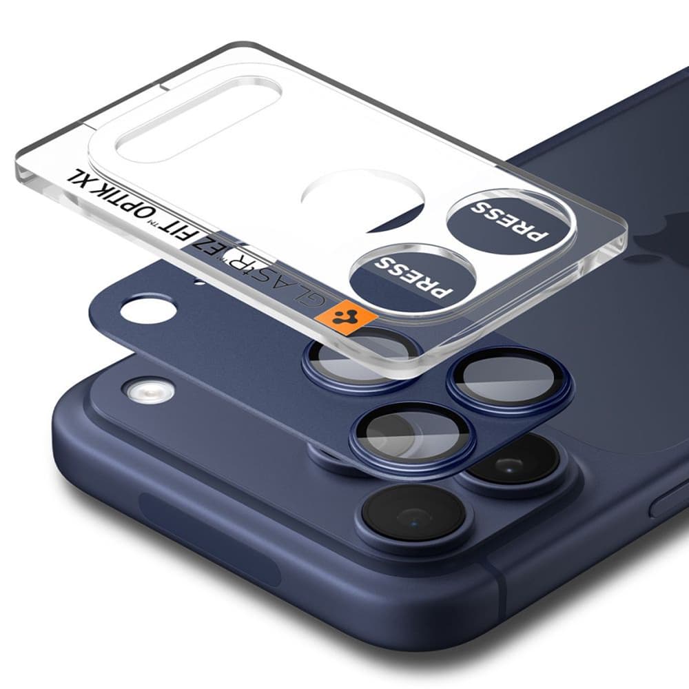 Spigen - Optik.tR EZ Fit Pro sklo fotoaparátu (2 balení) - iPhone 17 Pro Max - modré - náhled 3