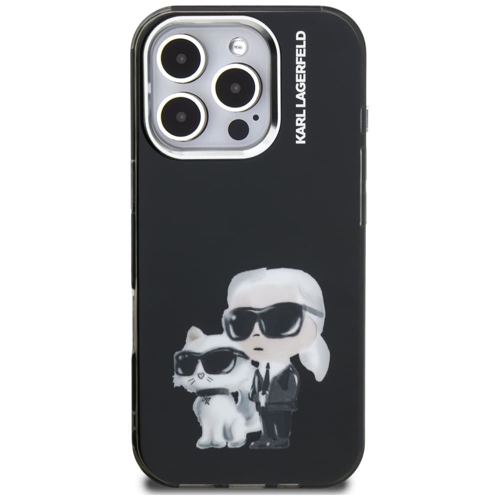 Karl Lagerfeld - IML Aquarelle Karl &amp; Choupette (KLHCP16XHMKCAQK) - iPhone 16 Pro Max - černá - náhled 3