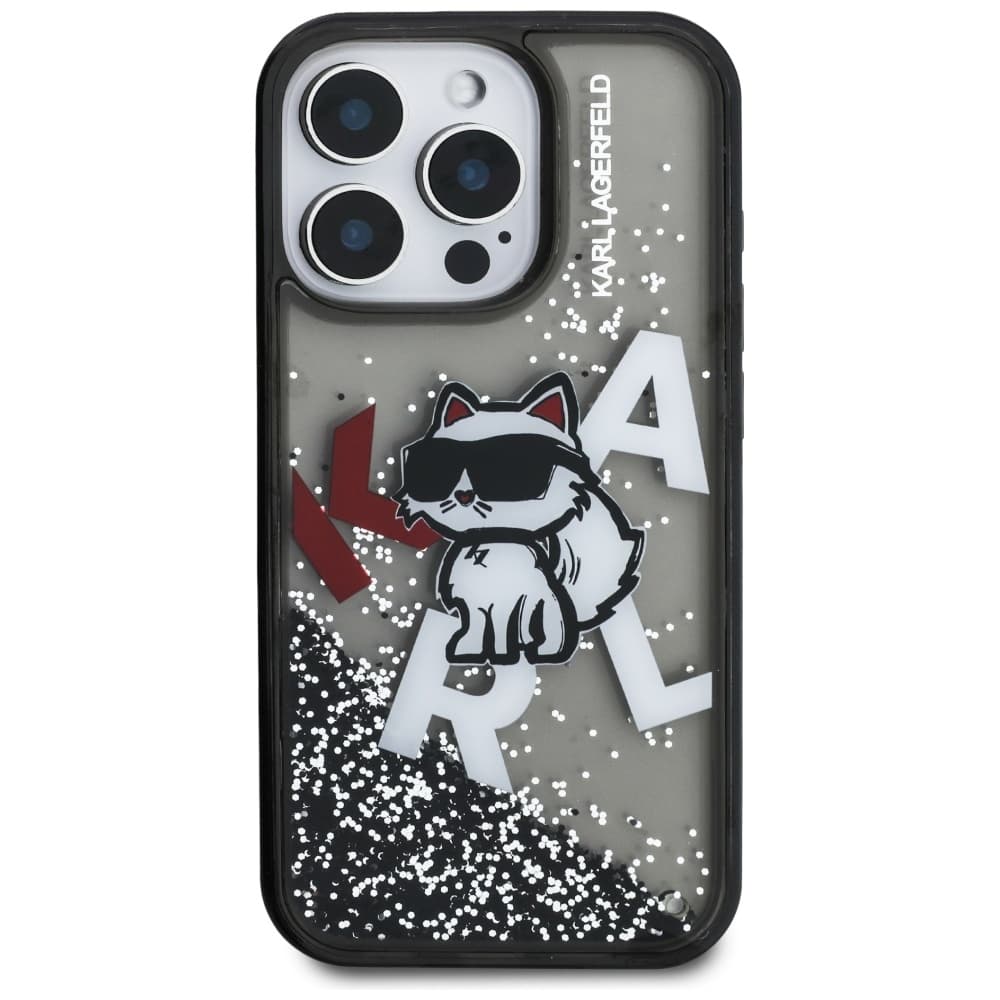 Karl Lagerfeld - tekuté třpytky s logem Choupette MagSafe (KLHCP16XLCHSCTDK) - iPhone 16 Pro Max - černá - náhled 3