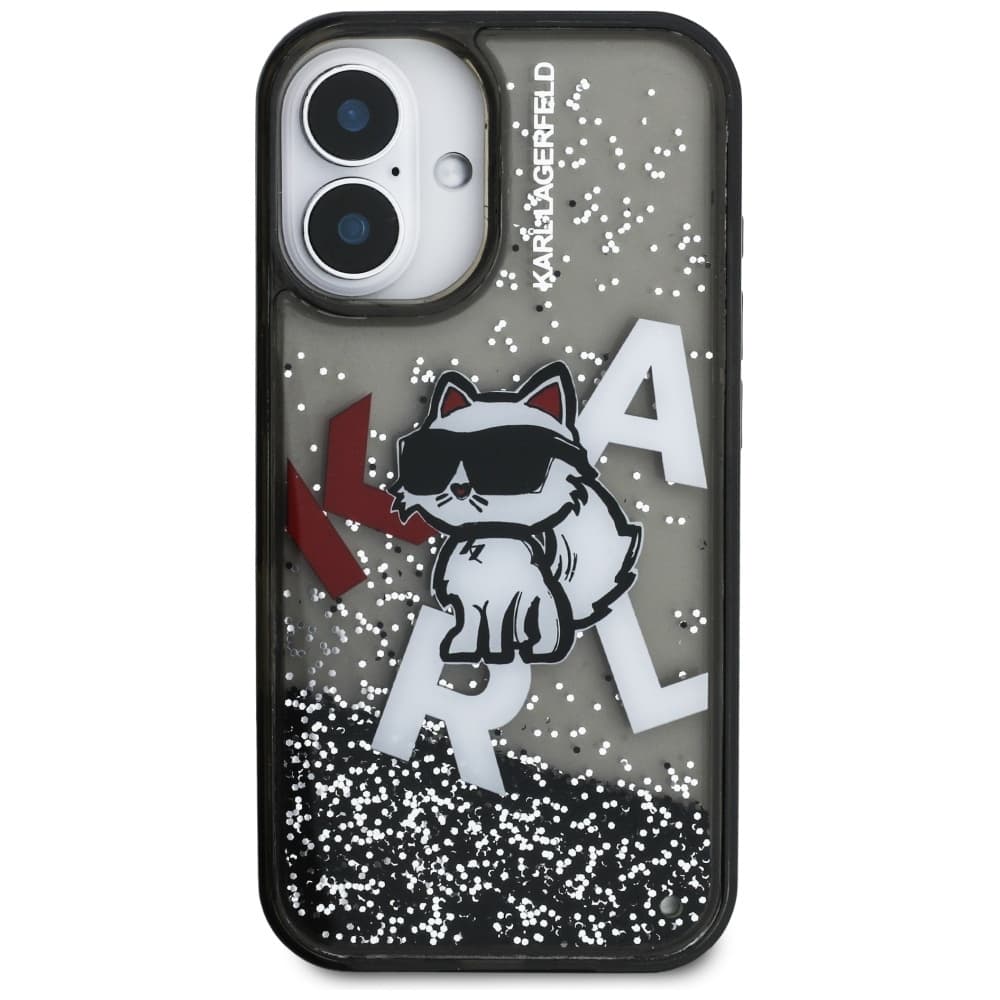 Karl Lagerfeld - Liquid glitter Choupette logo MagSafe (KLHCP16SLCHSCTDK) - iPhone 16 - černý - náhled 3