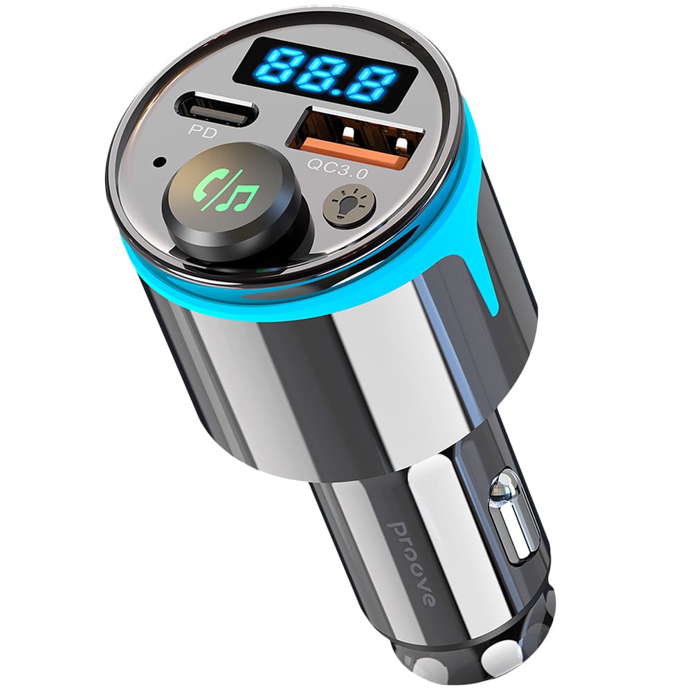 Proove - nabíječka do auta s FM modulátorem (FMNX30110001) - USB, Type-C, U-Disk, TF, Bluetooth 5.3, rychlé nabíjení, 30W, LED - černá - náhled 3