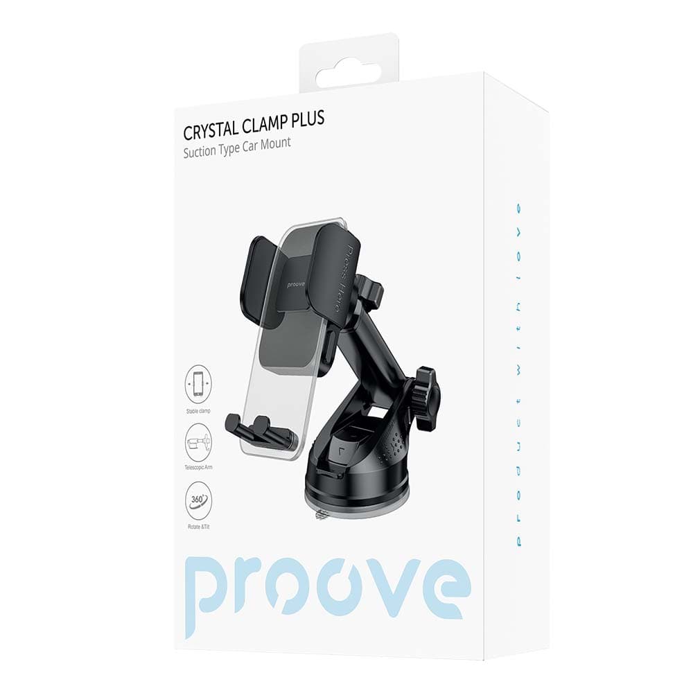 Proove - držák do auta Crystal Clamp Plus (CHCSP0000001) - na palubní desku, mechanická svorka, přísavka, stylový, univerzální - černá - náhled 3