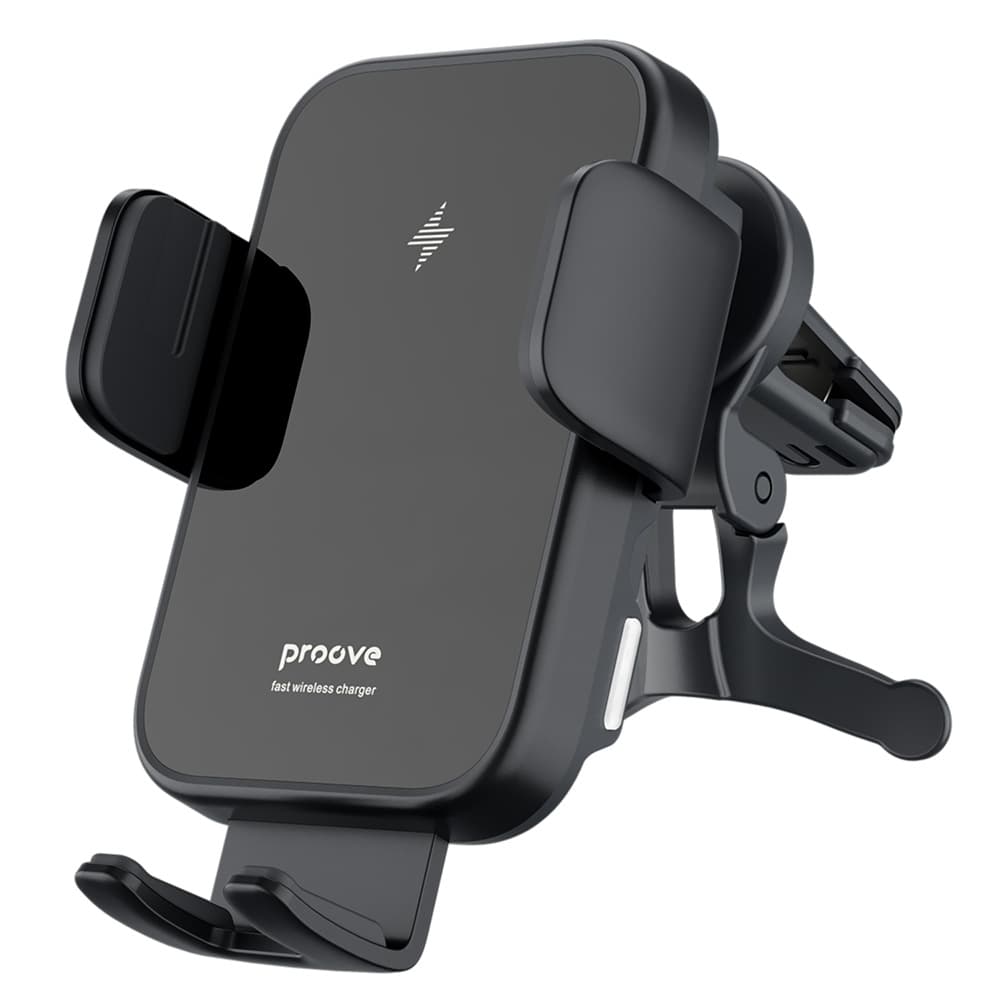 Proove - držák do auta s bezdrátovým nabíjením Triple Clamp (WHTC15010001) - do mřížky ventilace, automatická ramena, 15W, 4,0"–6,9", černý - náhled 3