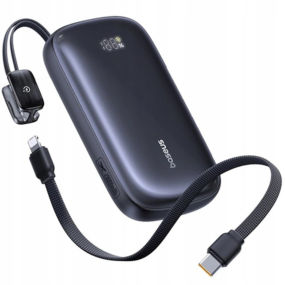 Baseus – powerbanka EnerFill FC21 Qpow 3 Ultra (E0027M00) – s odpojitelným kabelem, 20000mAh, 22.5W, USB, USB-C – Cosmic Black - náhled 3