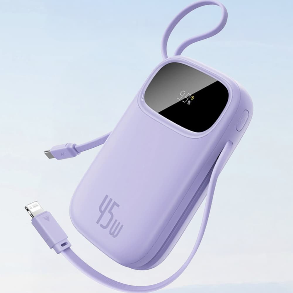Baseus - powerbanka EnerFill FC31 Qpow 3 (E0028C03) - USB-C/Lightning kabely, 10000mAh, 45W, digitální displej - Galaxy Blue - náhled 3