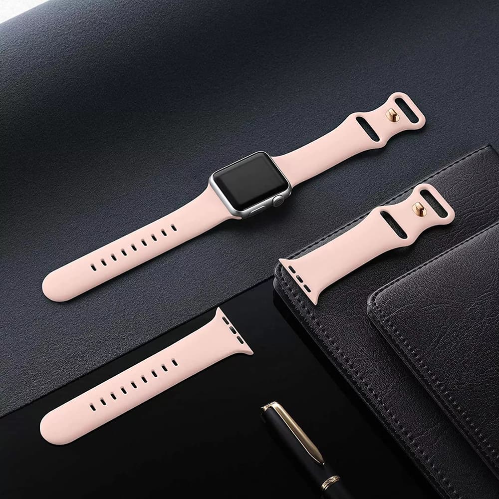 Techsuit – řemínek k hodinkám (W031) – Apple Watch 1/2/3/4/5/6/7/8/9/10/11/SE/SE 2/SE 3 (38/40/41/42mm) – jemně růžový - náhled 3