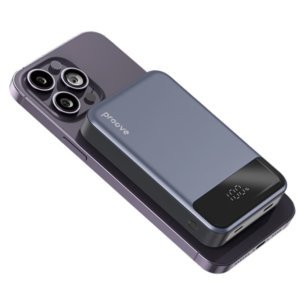 Proove - powerbanka Hoodman (PBH120010003) - Type-C, Lightning, magnetická, s LED displejem, Qi, 20 W, 10000 mAh - šedá - náhled 3