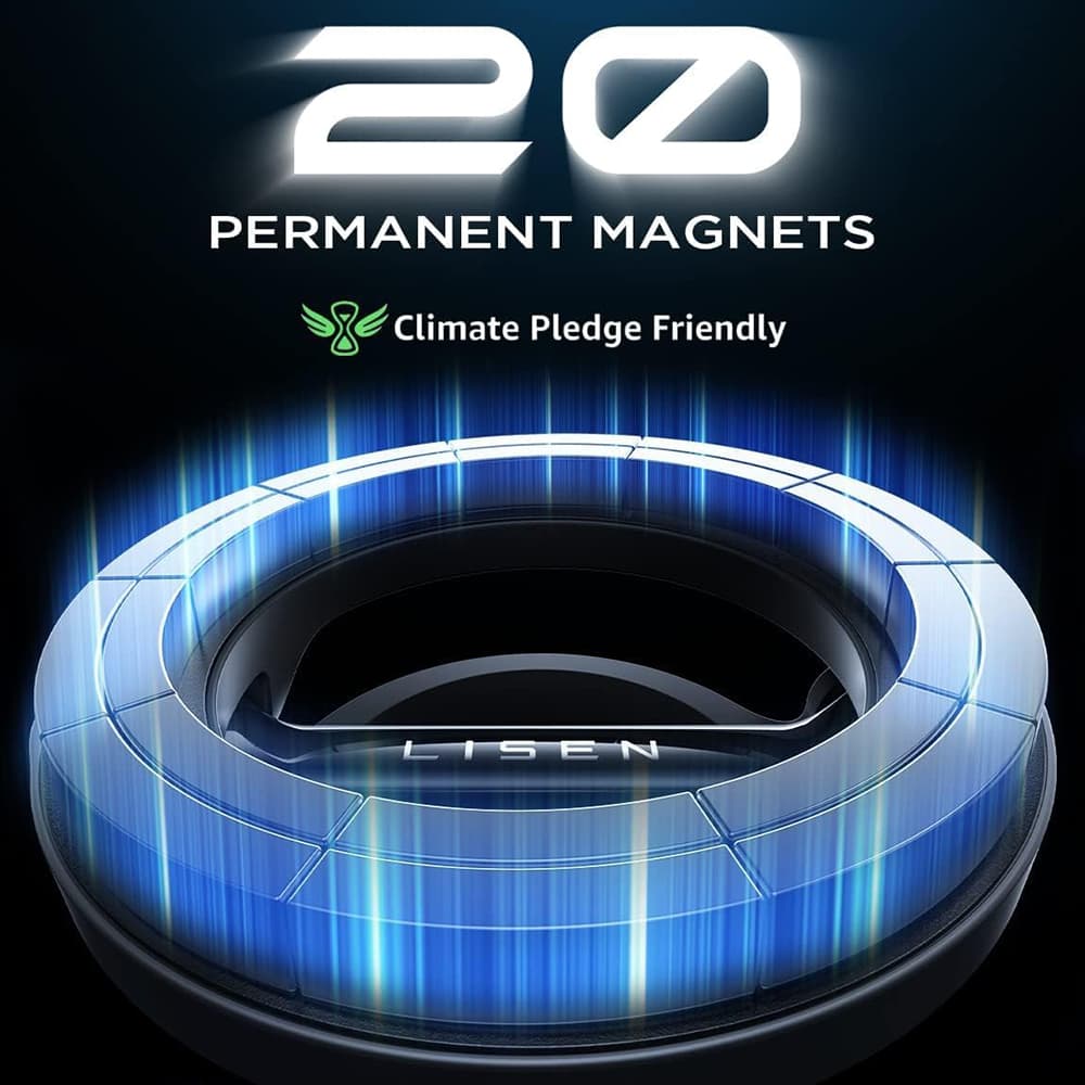 Lisen - magnetický držák do auta do mřížky ventilace (YL0222100001), univerzální, nastavitelný, bezpečné uchycení, magnety N52, černý - náhled 3