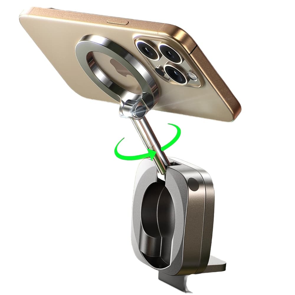 Lisen držák do auta (YL0224110001) - magnetický na palubní desku, stůl, otočný o 360°, skládací, klip na stůl, bezpečné uchycení - černý - náhled 3