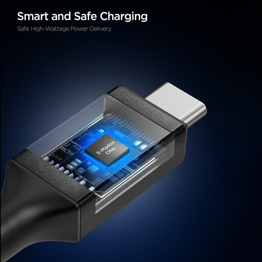 Kabel Spigen - Data Cable Essential EB10015CC (ACA10421) - Fast Charging, Type-C, 100W, 5Gbps, E-Marker Chip, 1.5m Černý - náhled 3