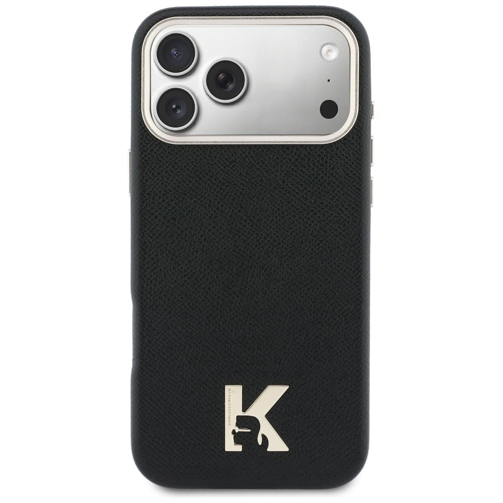 Karl Lagerfeld - pevné kožené pouzdro s logem Khead a MagSafe (KLHMP17X5PGFKHGK) pro iPhone 17 Pro Max - černé - náhled 3