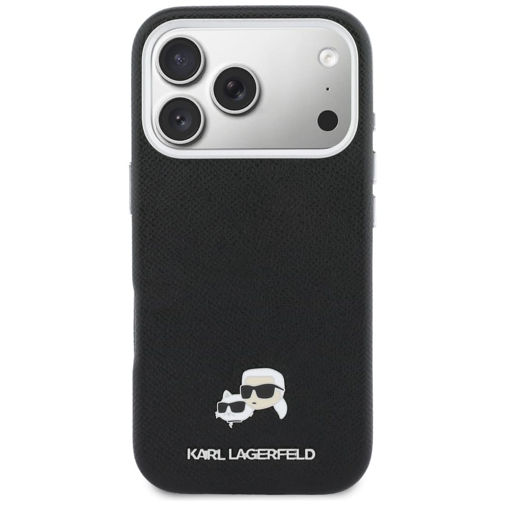 Karl Lagerfeld - kožený pevný kryt K&amp;C Head Pin MagSafe (KLHMP17X6PFKCLK) pro iPhone 17 Pro Max - černá - náhled 3