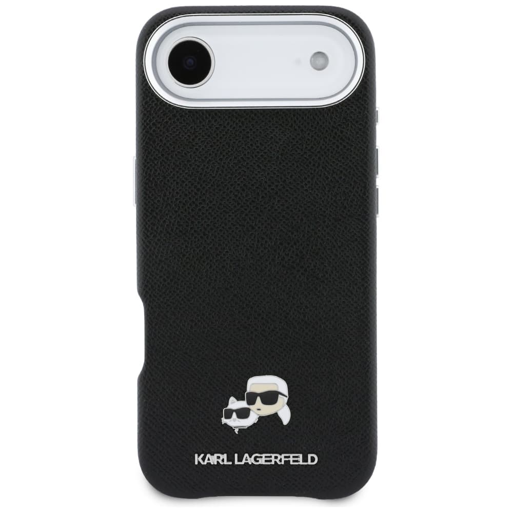 Karl Lagerfeld - pevné kožené pouzdro K&amp;C Head Pin MagSafe (KLHMP17M6PFKCLK) - iPhone 17 Air - perforované logočerná - náhled 3
