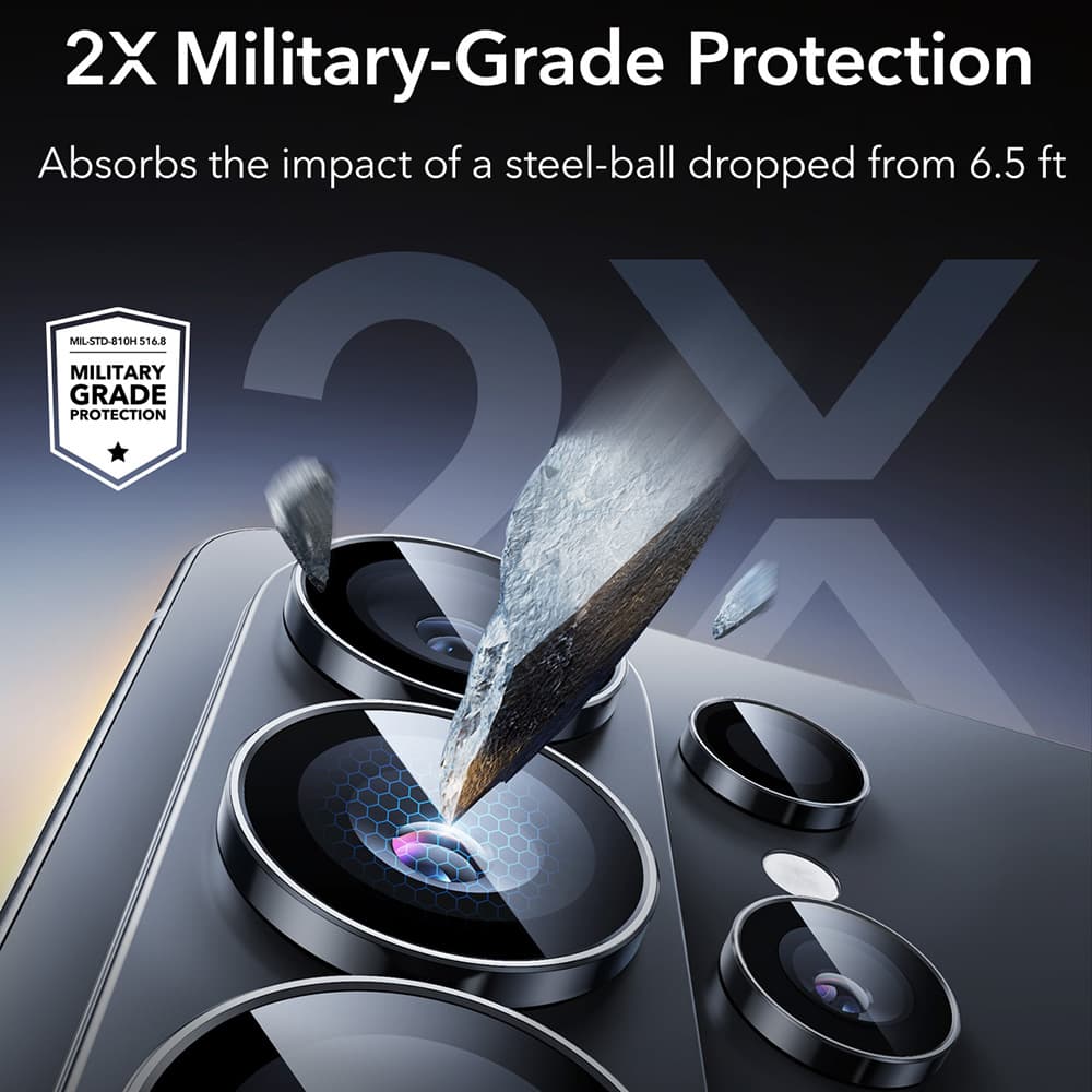 ESR Armorite ochranná skla objektivu fotoaparátu pro Samsung Galaxy S26 Ultra, černá - náhled 3