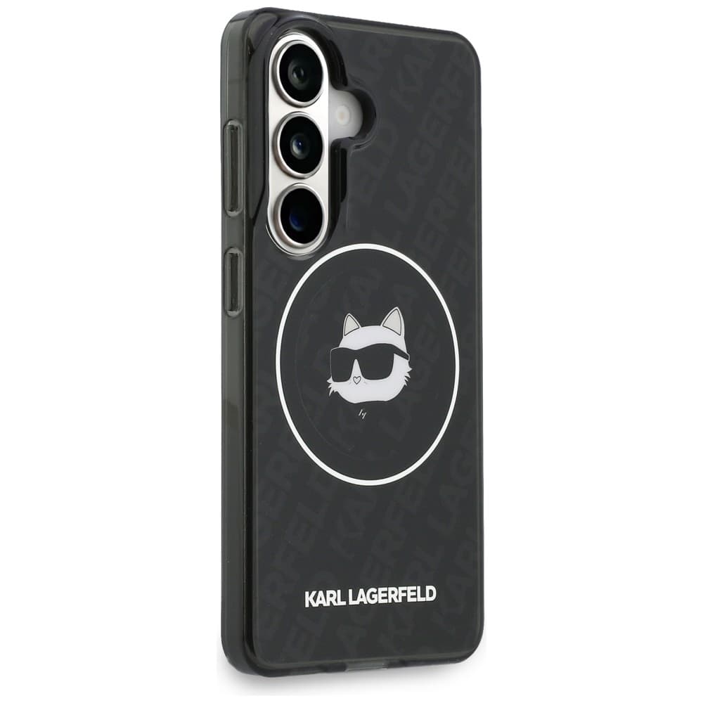 Kryt Karl Lagerfeld - IML Choupette Head on KL Repeated Logo MagSafe - Samsung Galaxy S26 černý - náhled 3