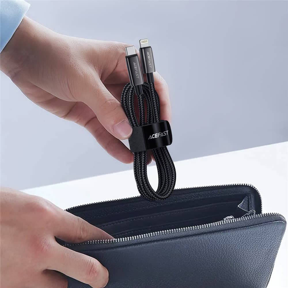 Kabel datový Acefast C23-01 USB-C na Lightning 30W opletený 1.2m černý - náhled 3