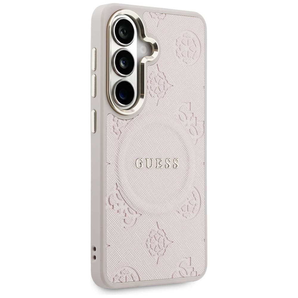Kryt Guess - Saffiano Peony Embossed Ring MagSafe - Samsung Galaxy S26 růžový - náhled 3