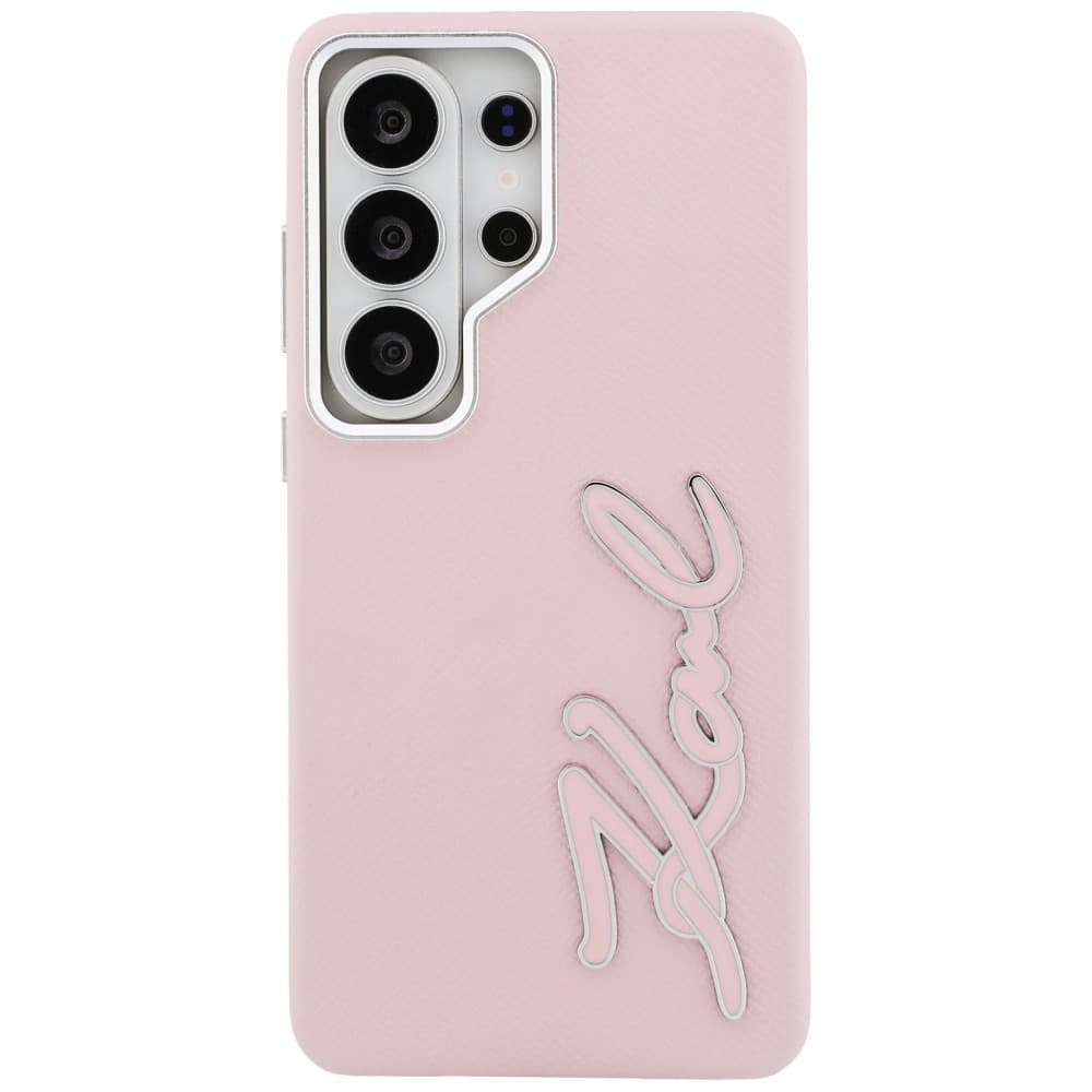 Kryt Karl Lagerfeld - Full Wrapped Grained Leather with Signature Resin Logo (KLHCS26LPGFKSRSP) - Samsung Galaxy S26 Ultra Růžový - náhled 3