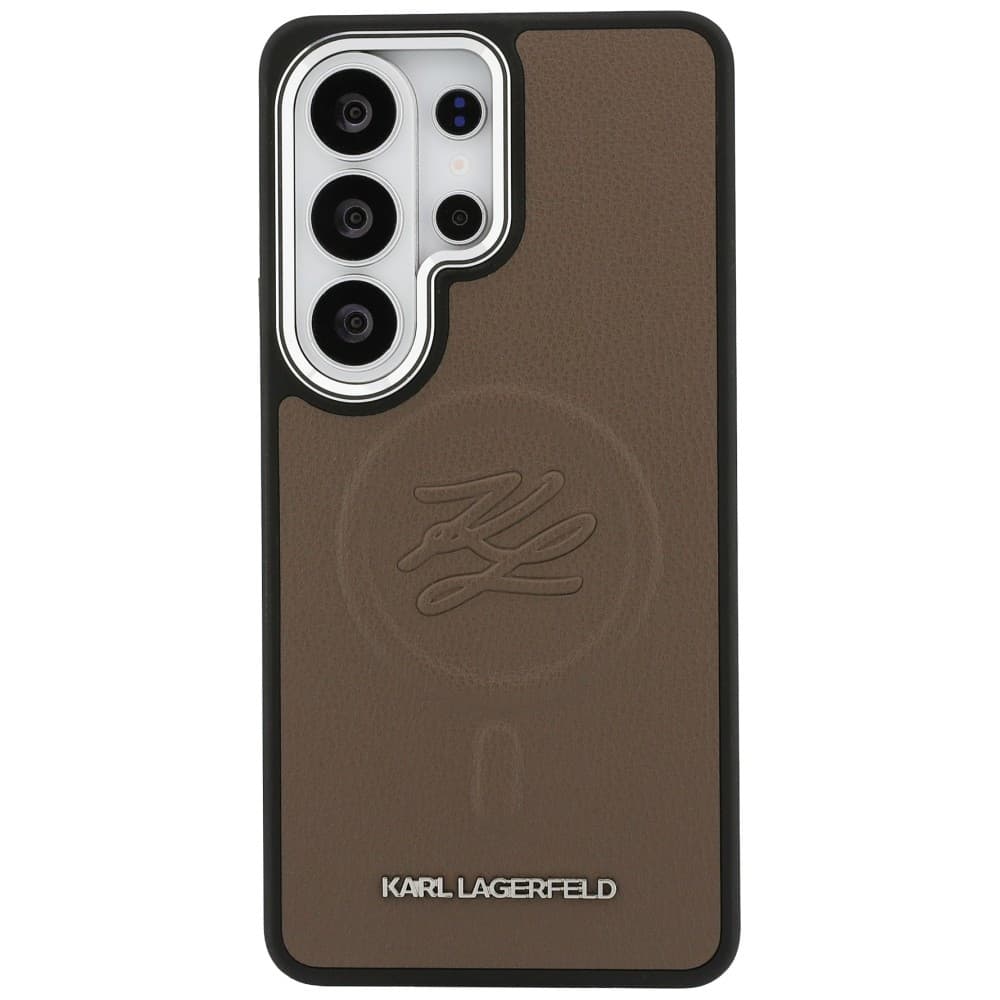 Kryt Karl Lagerfeld - Leather with Initial Logo Debossed MagSafe (KLHMS26LPGFKLRDW) - Samsung Galaxy S26 Ultra Hnědý - náhled 3