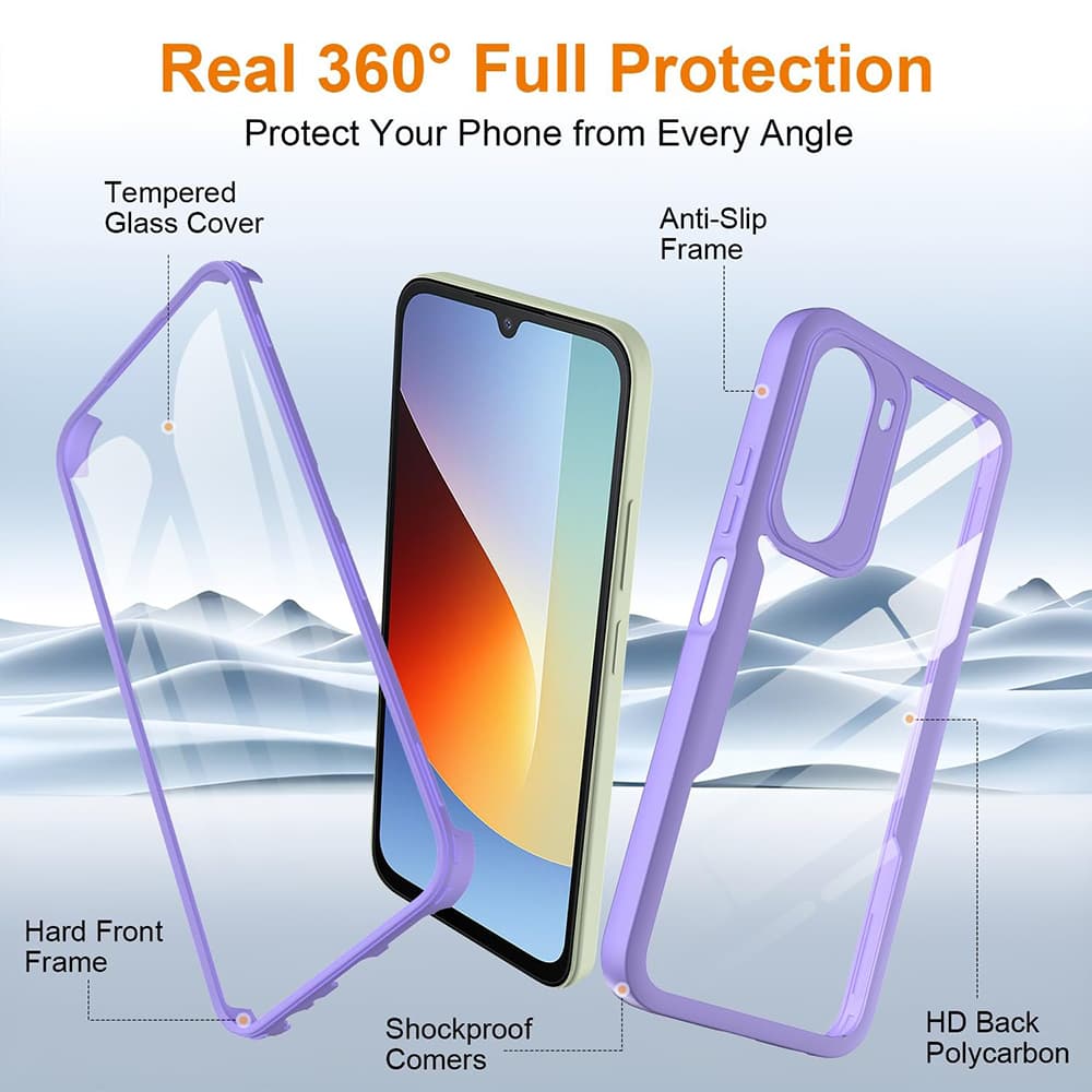 Kryt s ochranou displeje Techsuit ColorVerse 360 Series Xiaomi Redmi A7 Pro 4G fialový - náhled 3