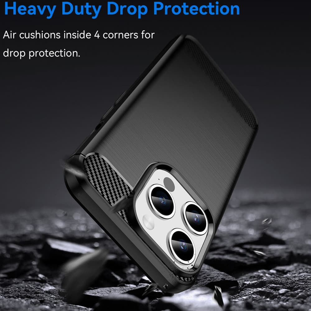 Techsuit Karbon Silikon iPhone 15 Pro Max Černý - náhled 3