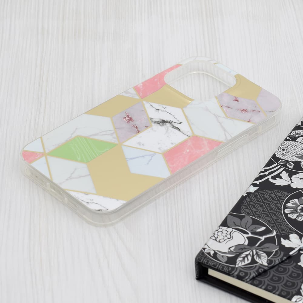 Techsuit Marble Series iPhone 15 Pro Max Fialový Hex - náhled 3