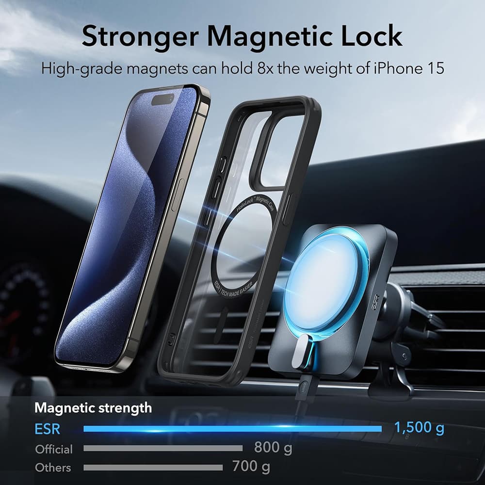ESR Classic Hybrid HaloLock iPhone 15 Pro Max Čirá černá - náhled 3