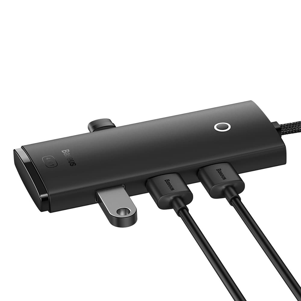 Baseus – adaptér rozbočovač řady Lite (WKQX030401) – USB-C na 4x USB 3.0, Type-C, 1m – černý - náhled 3