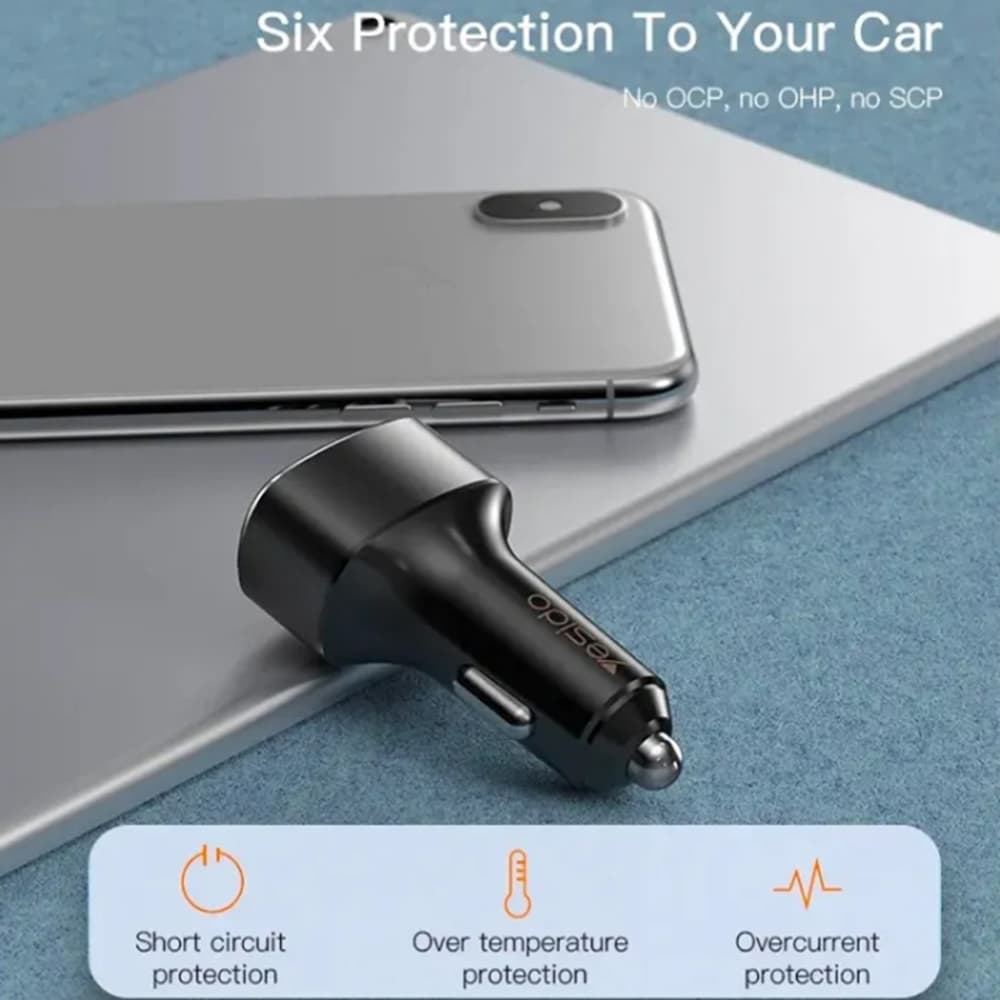 Yesido Nabíječka do auta Y46 3x USB 2.4A QC3.0 Fast Charging 42W Black - náhled 3