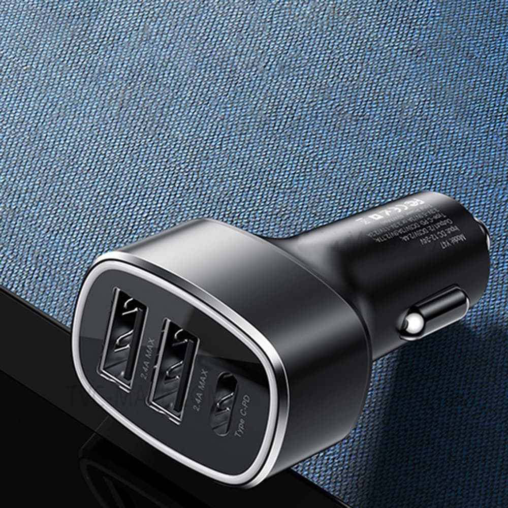 Yesido Autonabíječka Y47 Duální USB Type-C Rychlé 49W Černá - náhled 3