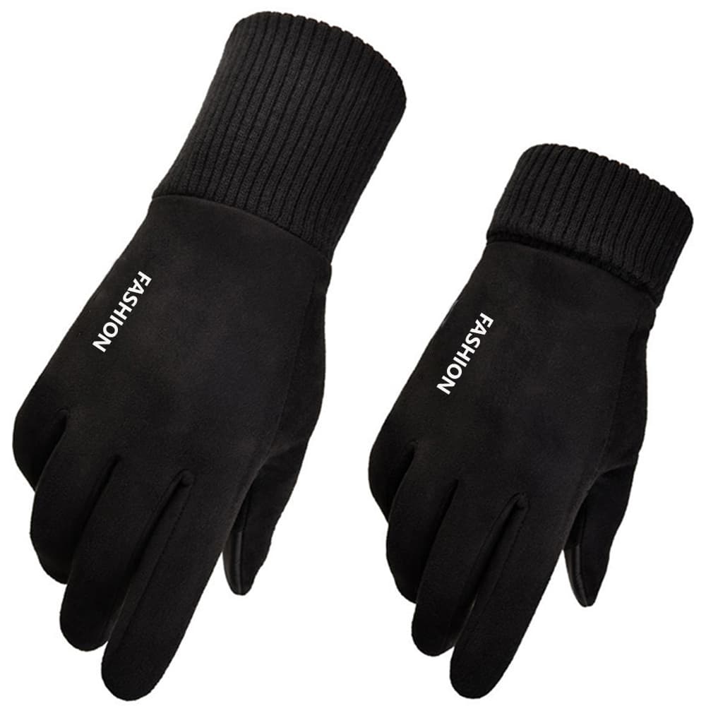 Techsuit Dotykové rukavice ST0010 semiš PU kůže plyš černé - náhled 3