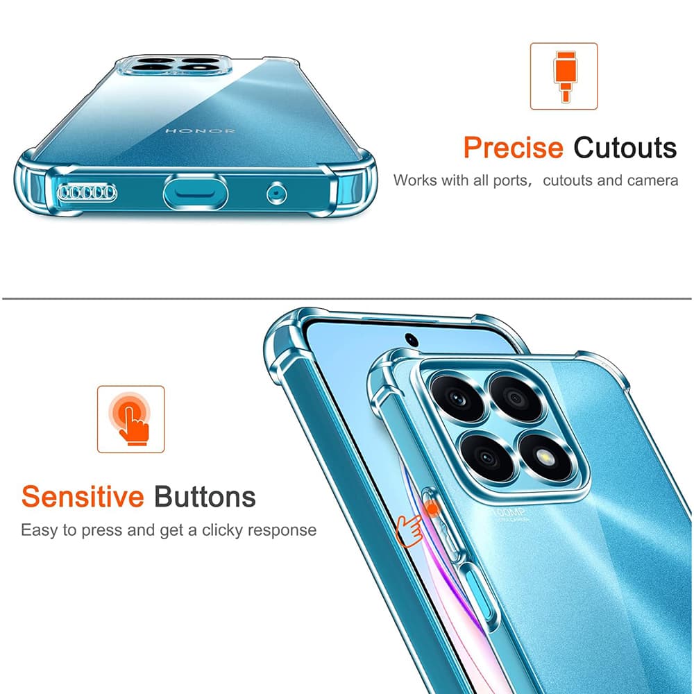 Techsuit Nárazuvzdorný Průhledný Silikon Honor X8a Clear - náhled 3