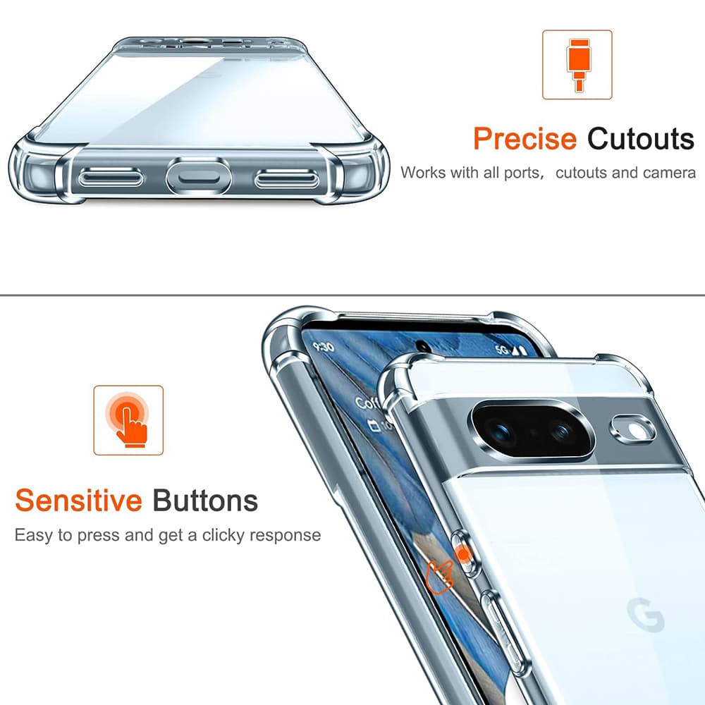 Techsuit Nárazuvzdorný Průhledný Silikon Google Pixel 8a Clear - náhled 3