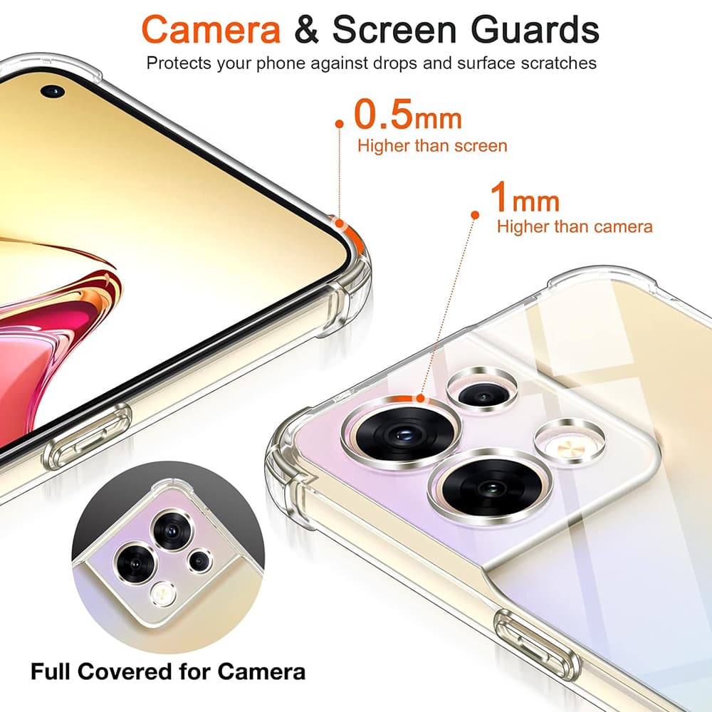 Techsuit Nárazuvzdorný Průhledný Silikon Oppo Reno8 Čirý - náhled 3