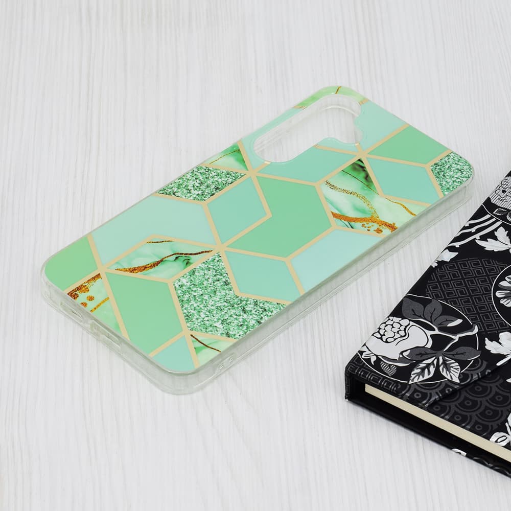 Techsuit Mramorová Série Samsung Galaxy S24 Plus Green Hex - náhled 3