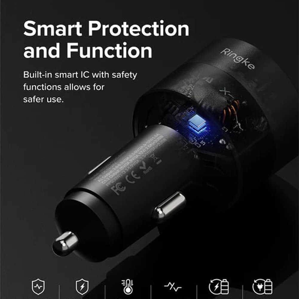 Ringke Autonabíječka 2x Type-C PD30W QC3.0 Ambientní Černá - náhled 3