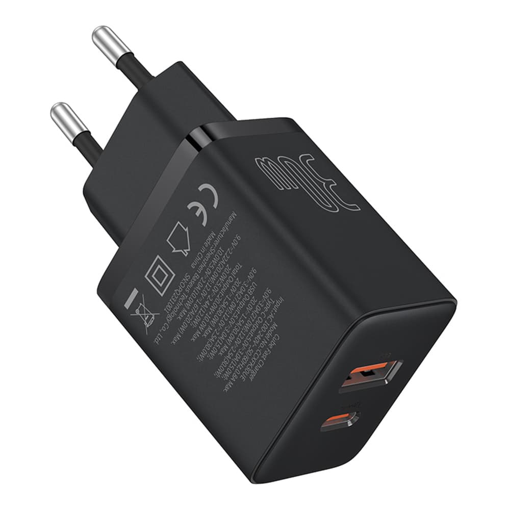 Baseus Nástěnná nabíječka USB Type-C 30W Černá - náhled 3