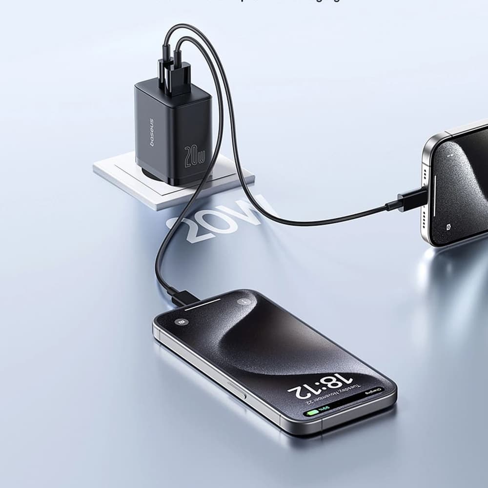Baseus Nástěnná nabíječka USB-C Rychlonabíjení 20W Černá - náhled 3