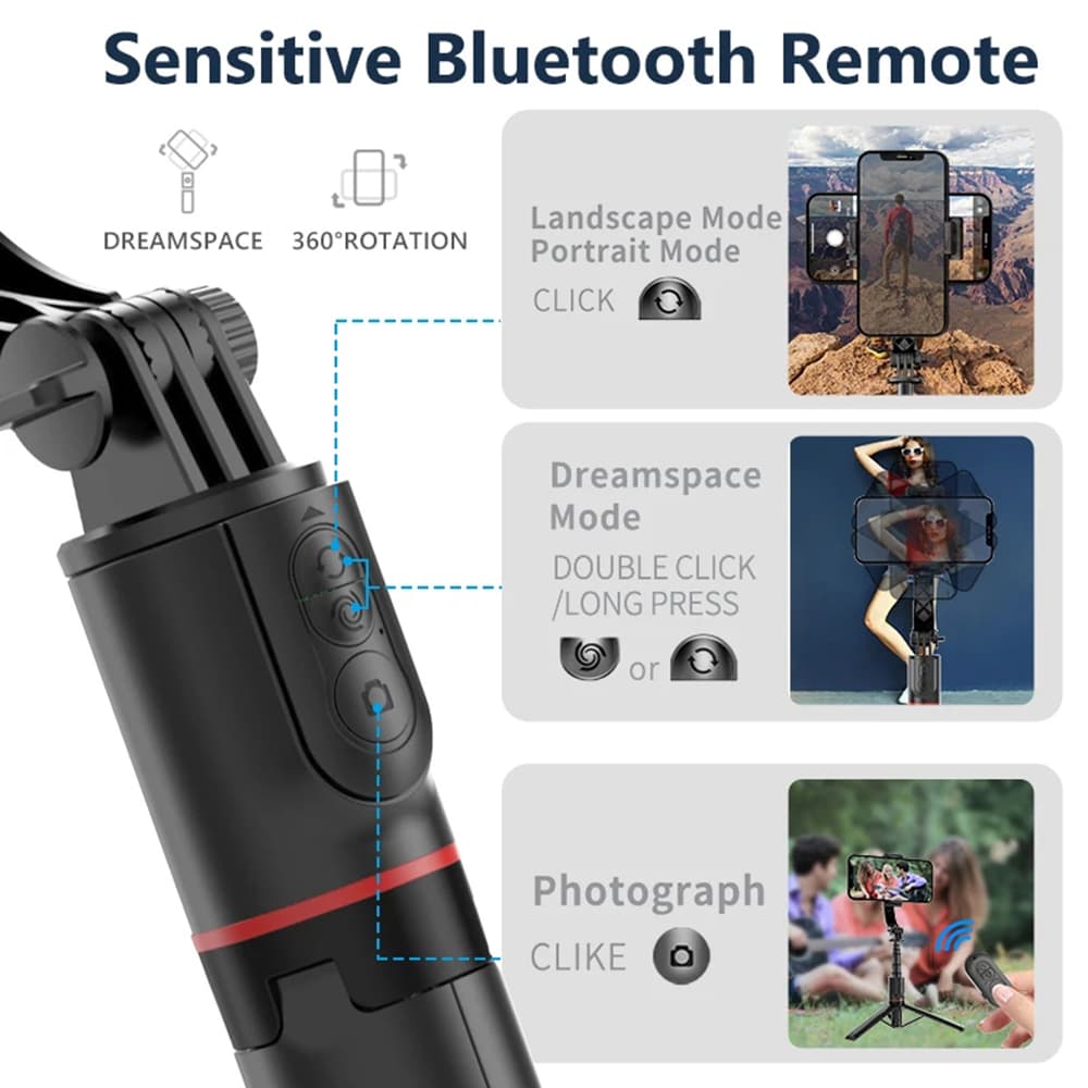 Techsuit Selfie tyč L19 Monopod Stativ Bluetooth 70cm Černá - náhled 3