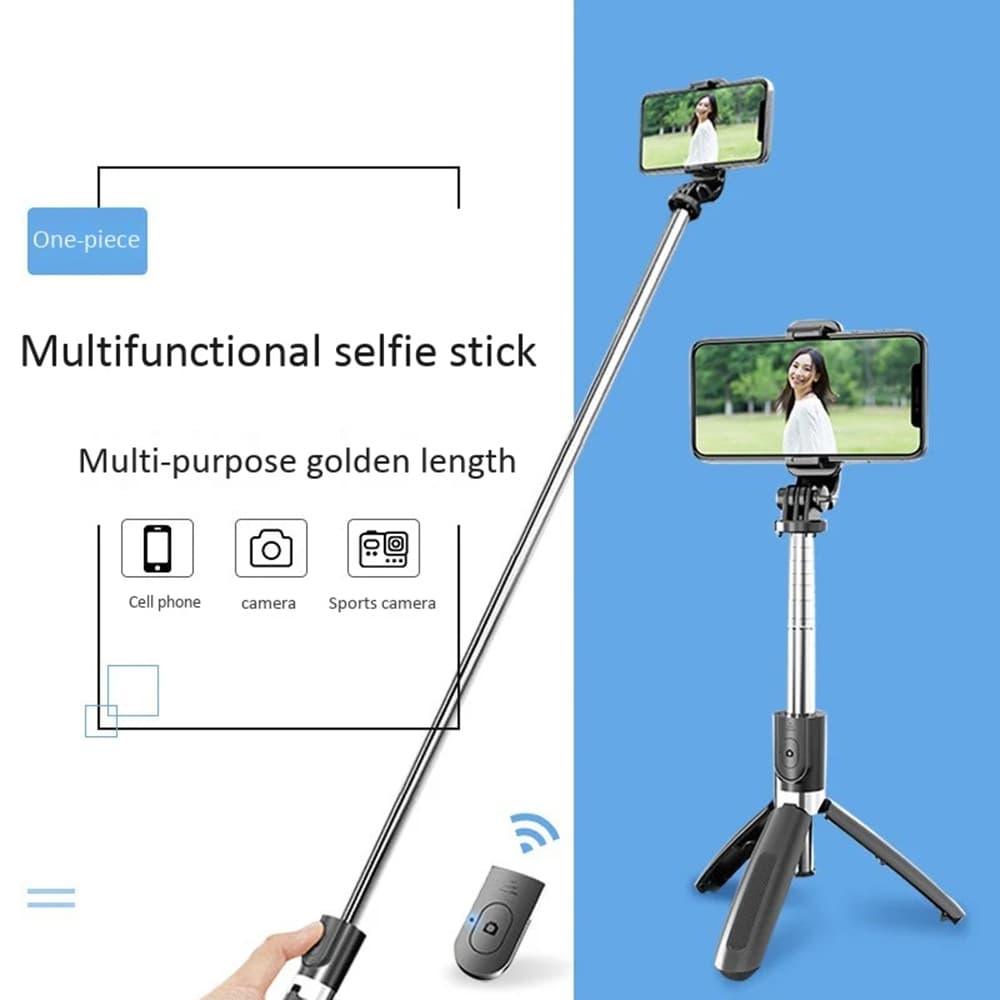 Techsuit L02 Selfie tyč stativ Bluetooth 100cm Černá - náhled 3