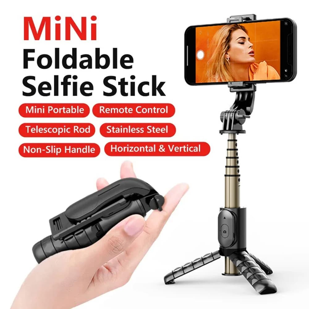 Techsuit Mini Selfie Stick Q10 Gimbal Bluetooth Světlo Černá - náhled 3