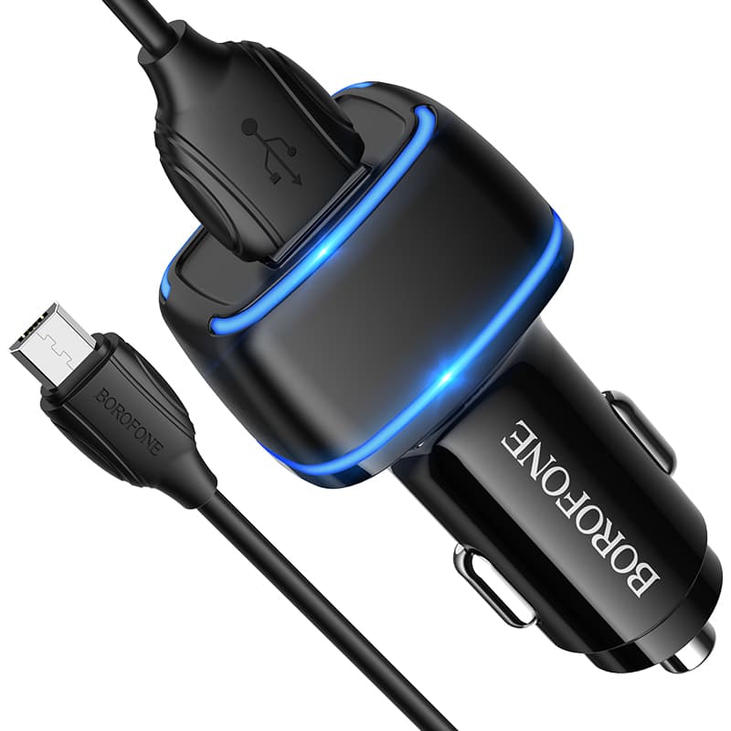Nabíječka do auta Borofone BZ14 Max vč. microUSB datového kabelu Dual černá - náhled 3